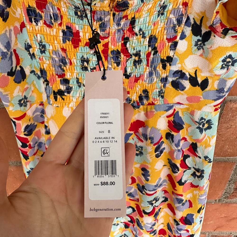 BCBGenration mini dress, size 8, multi color floral. - Picture 7 of 9